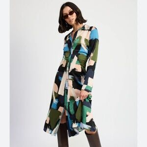 NWT Emory park Clara geometric print midi shirt dress